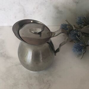 Vintage 1960s Stieff ATC Pewter Diner Creamer Pitcher with Hinged Lid.